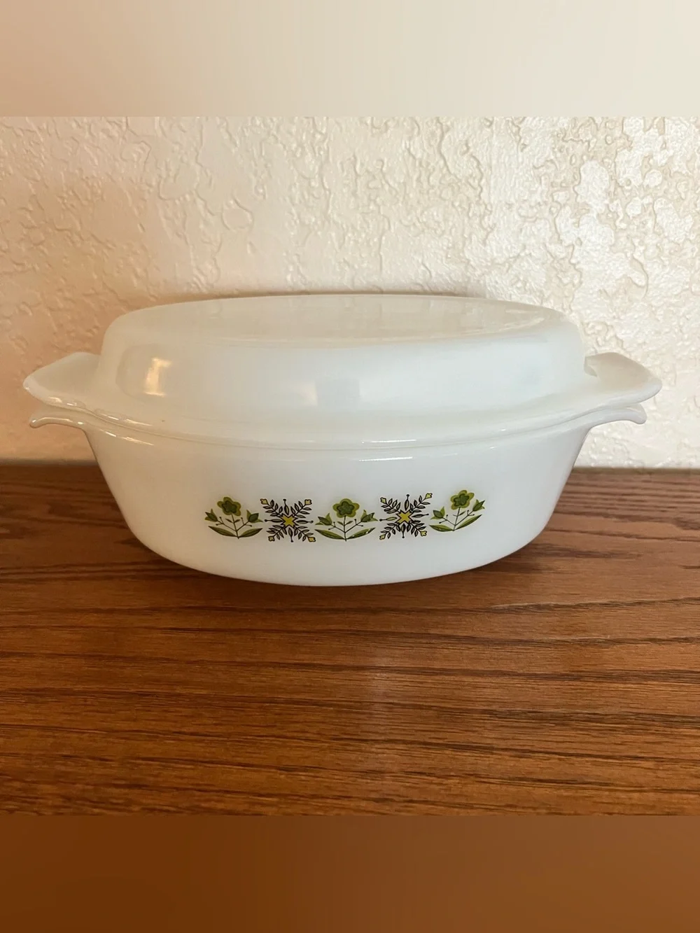 Vintage Anchor Hocking Fire King Milk Glass Casserole Dish with Lid